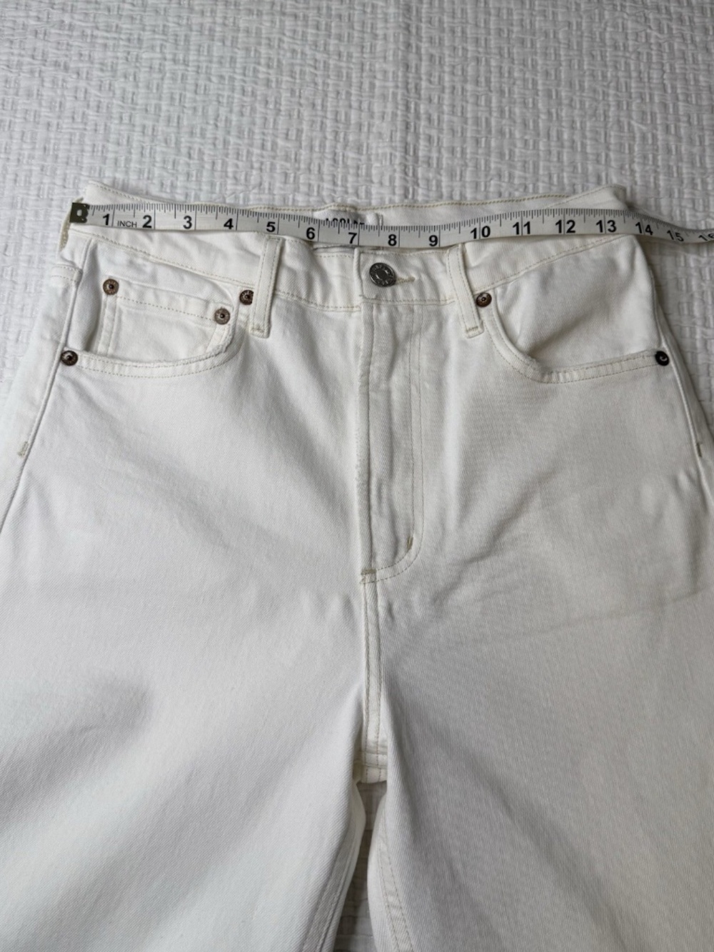 Agolde Ren High-Rise Wide-Leg Jeans Pants Women's Sz 27 Off White Button Fly - Picture 7 of 13